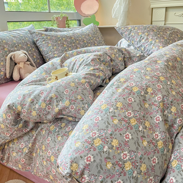 91家纺网 家纺一手货源 找家纺 柠馨 2023新款13376全棉Ins博主风四件套 亦涵