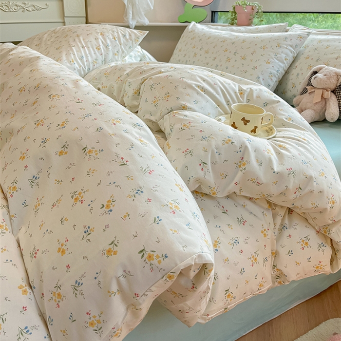 91家纺网 家纺一手货源 找家纺 柠馨 2023新款13376全棉Ins博主风四件套 轻裳