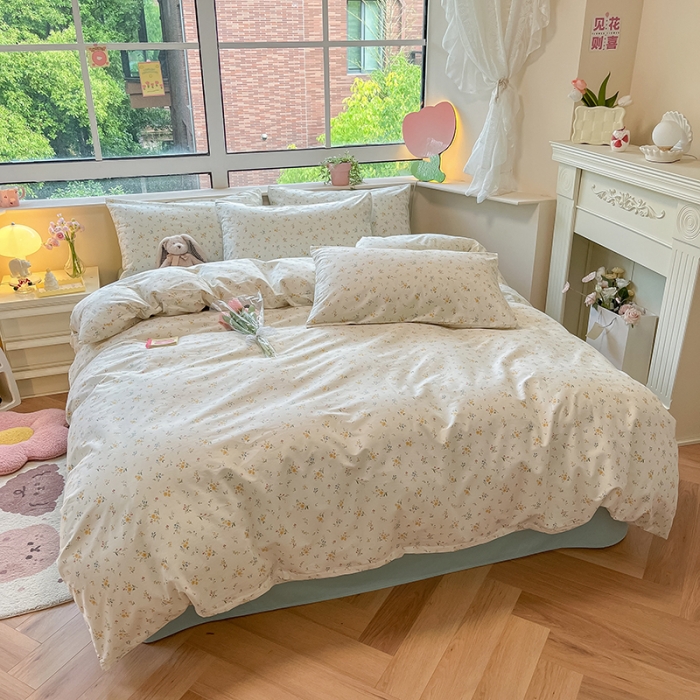 91家纺网 家纺一手货源 找家纺 柠馨 2023新款13376全棉Ins博主风四件套 轻裳