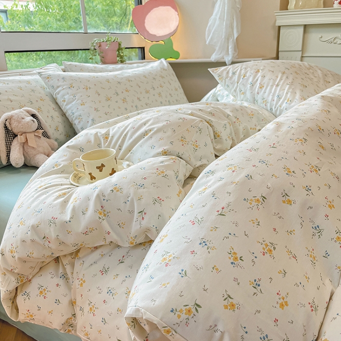 91家纺网 家纺一手货源 找家纺 柠馨 2023新款13376全棉Ins博主风四件套 轻裳