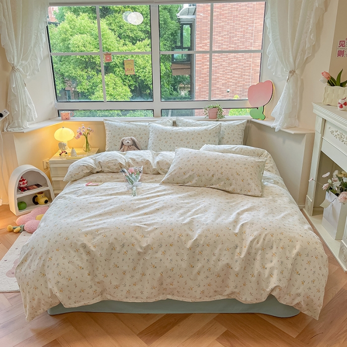 91家纺网 家纺一手货源 找家纺 柠馨 2023新款13376全棉Ins博主风四件套 轻裳