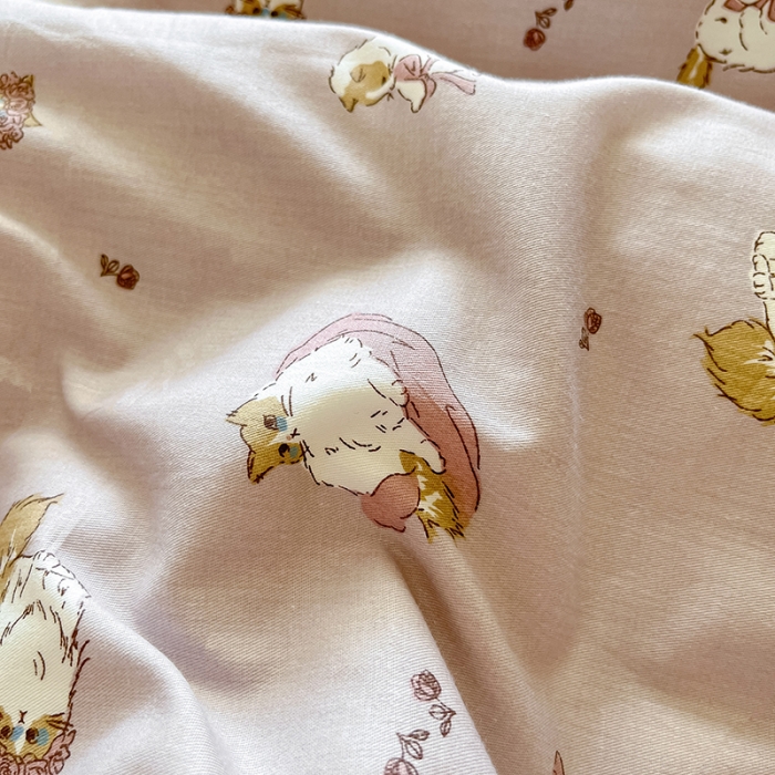 91家纺网 家纺一手货源 找家纺 柠馨 2023新款13376全棉Ins博主风四件套 慵懒猫咪