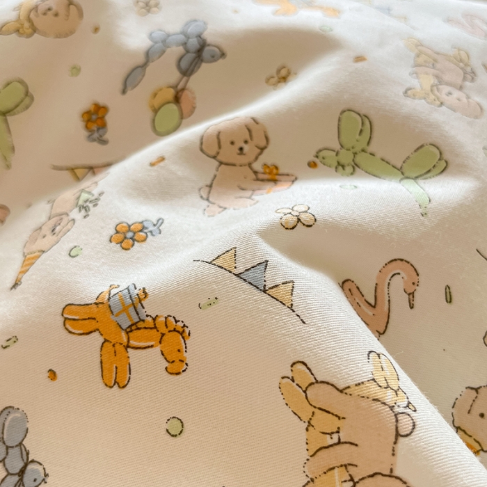 91家纺网 家纺一手货源 找家纺 柠馨 2023新款13376全棉Ins博主风四件套 狗狗派对