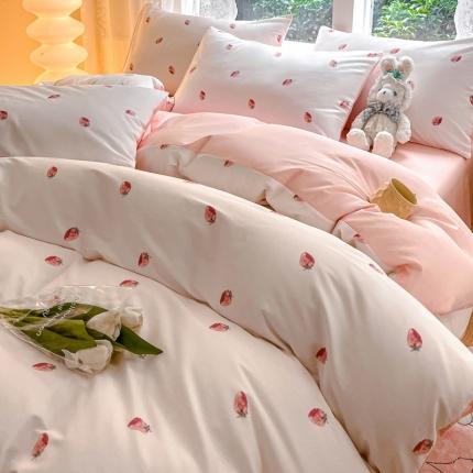 柠馨 2023新款13376全棉Ins博主风四件套 草莓乐园