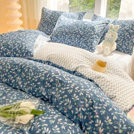 柠馨 2023新款13376全棉Ins博主风四件套 青衣