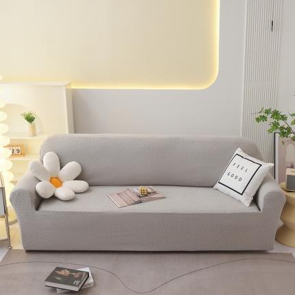 天下布艺 2023新款摇粒绒沙发套斜格 斜格浅灰