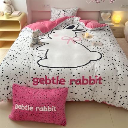 91家纺网 家纺一手货源 找家纺 顾里家纺 2023新款大版宝宝绒套件-设计师款 可爱小兔