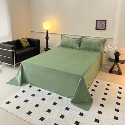 91家纺网 家纺一手货源 找家纺 米奈家居 2024新款A类高克重牛奶绒四件套-瑞利 牛油果绿