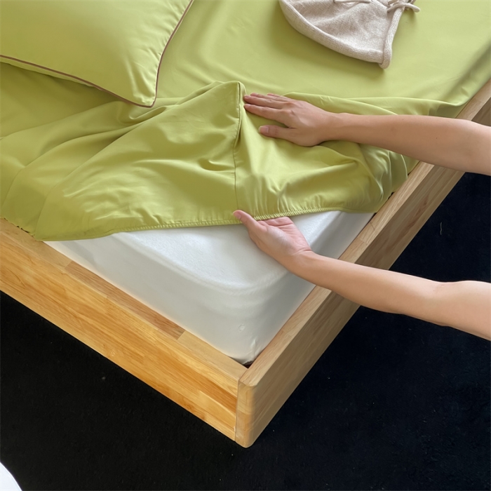 91家纺网 家纺一手货源 找家纺 三味舒屋 2024新款加厚50s全棉磨毛单品床笠床单系列 初秋绿