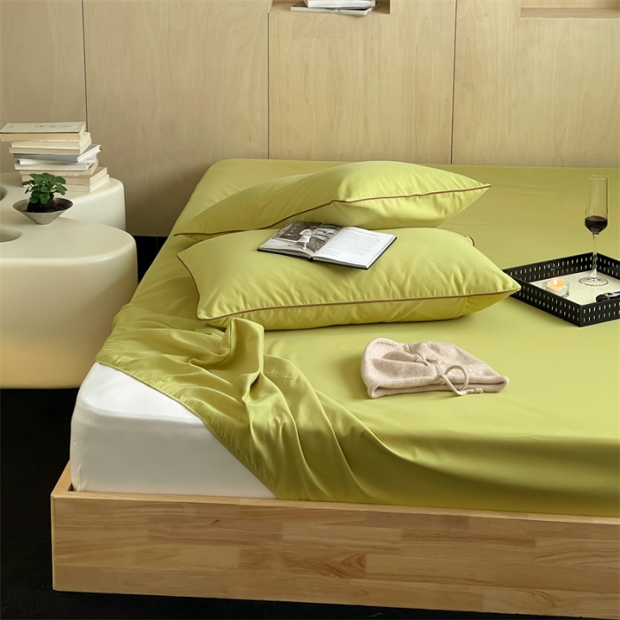 91家纺网 家纺一手货源 找家纺 三味舒屋 2024新款加厚50s全棉磨毛单品床笠床单系列 初秋绿