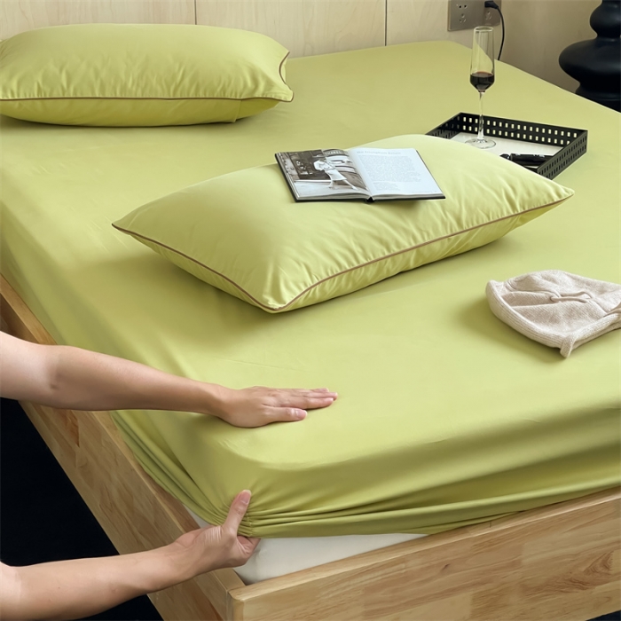 91家纺网 家纺一手货源 找家纺 三味舒屋 2024新款加厚50s全棉磨毛单品床笠床单系列 初秋绿