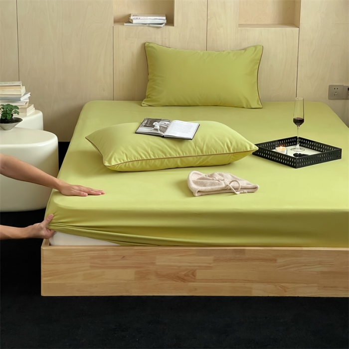 91家纺网 家纺一手货源 找家纺 三味舒屋 2024新款加厚50s全棉磨毛单品床笠床单系列 初秋绿
