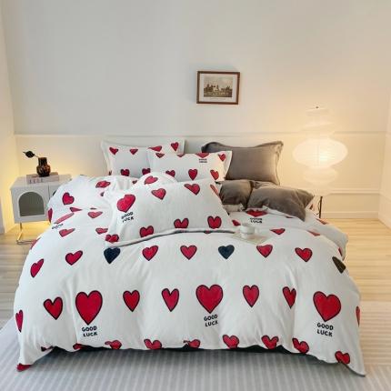 橘滋 2023新款240克牛奶绒臻棉绒嵌条工艺四件套 爱丽丝