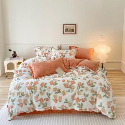 橘滋 2023新款240克牛奶绒臻棉绒嵌条工艺四件套 初恋