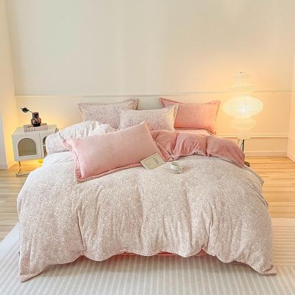 橘滋 2023新款240克牛奶绒臻棉绒嵌条工艺四件套 莉莉周