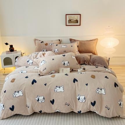 橘滋 2023新款240克牛奶绒臻棉绒嵌条工艺四件套 史努比