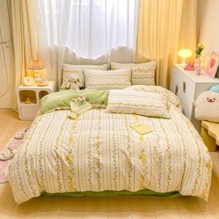 91家纺网 家纺一手货源 找家纺 曼之夏 2023新款棉加绒四件套 巴洛克暖阳-棉加绒