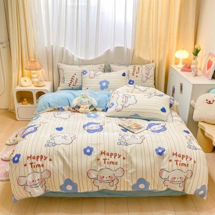 91家纺网 家纺一手货源 找家纺 曼之夏 2023新款棉加绒四件套 嘟嘟狗-棉加绒