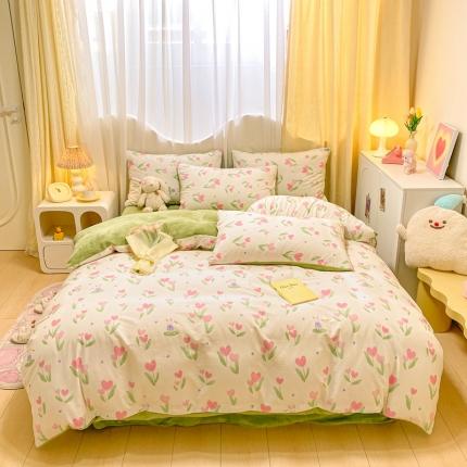 91家纺网 家纺一手货源 找家纺 曼之夏 2023新款棉加绒四件套 兔小姐-棉加绒