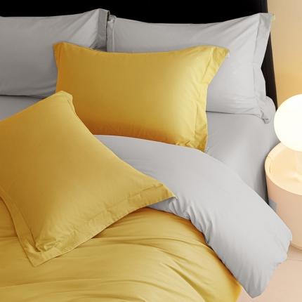 91家纺网 家纺一手货源 找家纺 秀色 2025新款高端50支加厚陶瓷磨毛全棉四件套瑞妮 瑞妮-落日黄2B%松灰