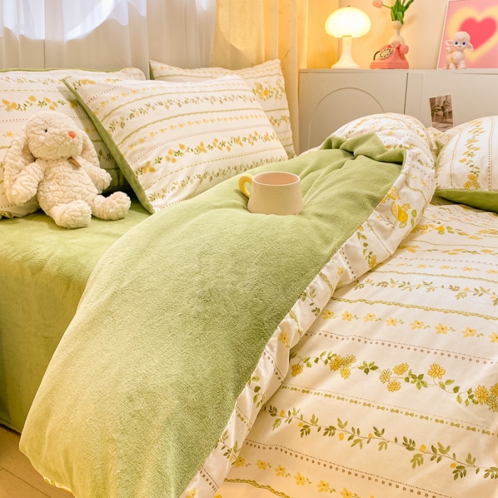 91家纺网 家纺一手货源 找家纺 曼之夏 2023新款棉加绒四件套 巴洛克暖阳-棉加绒