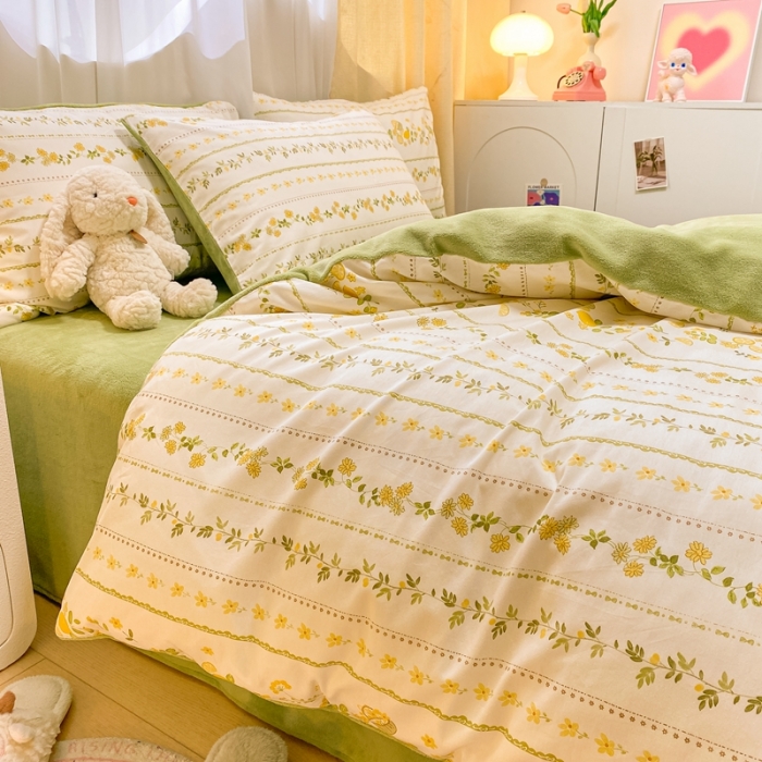 91家纺网 家纺一手货源 找家纺 曼之夏 2023新款棉加绒四件套 巴洛克暖阳-棉加绒