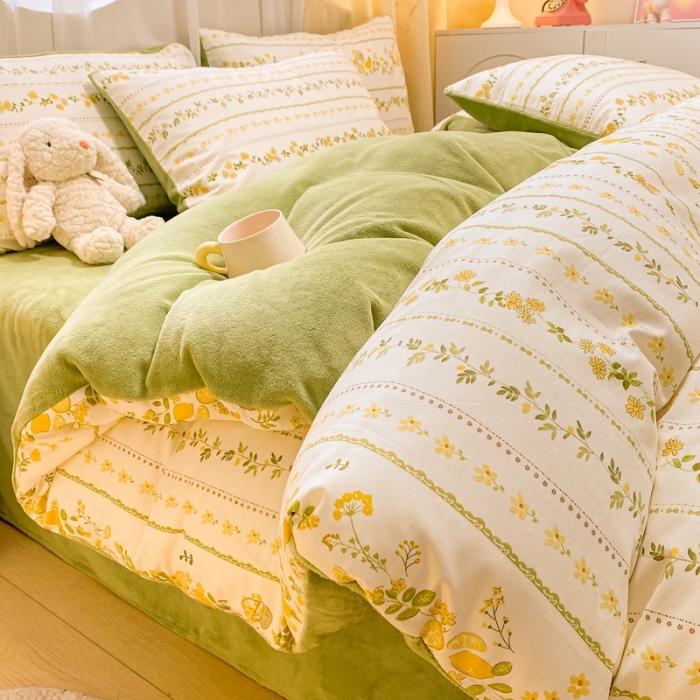 91家纺网 家纺一手货源 找家纺 曼之夏 2023新款棉加绒四件套 巴洛克暖阳-棉加绒