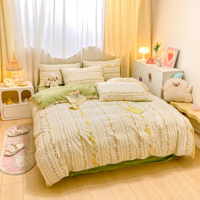 91家纺网 家纺一手货源 找家纺 曼之夏 2023新款棉加绒四件套 巴洛克暖阳-棉加绒