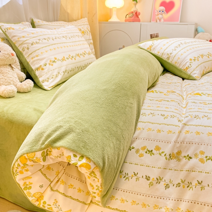 91家纺网 家纺一手货源 找家纺 曼之夏 2023新款棉加绒四件套 巴洛克暖阳-棉加绒