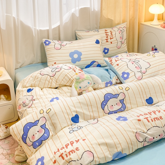 91家纺网 家纺一手货源 找家纺 曼之夏 2023新款棉加绒四件套 嘟嘟狗-棉加绒