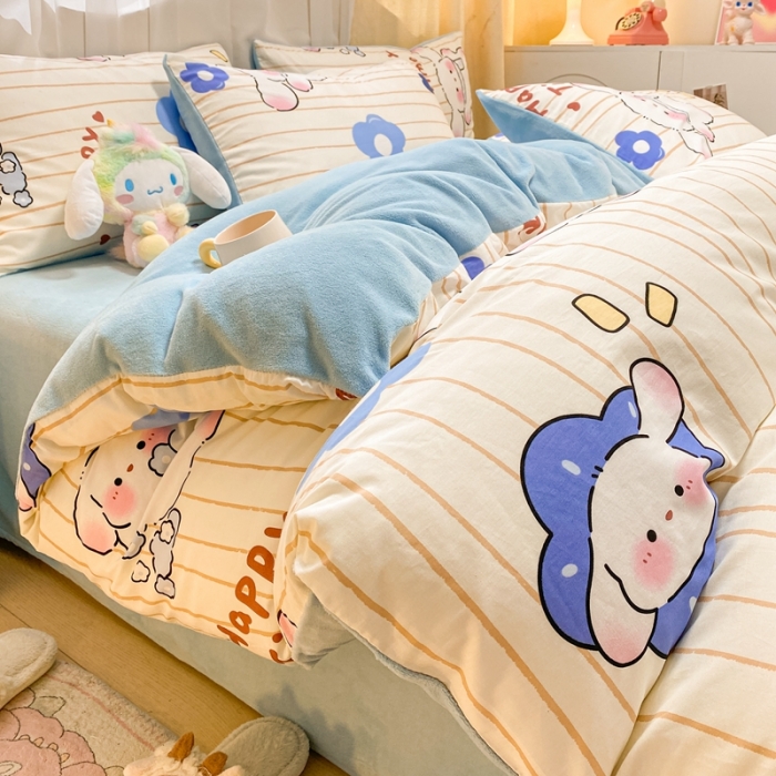 91家纺网 家纺一手货源 找家纺 曼之夏 2023新款棉加绒四件套 嘟嘟狗-棉加绒