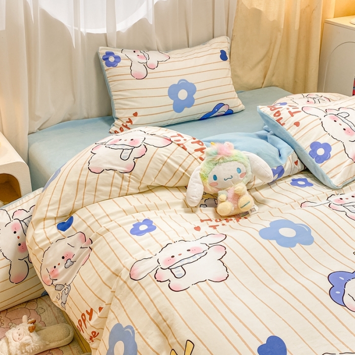 91家纺网 家纺一手货源 找家纺 曼之夏 2023新款棉加绒四件套 嘟嘟狗-棉加绒