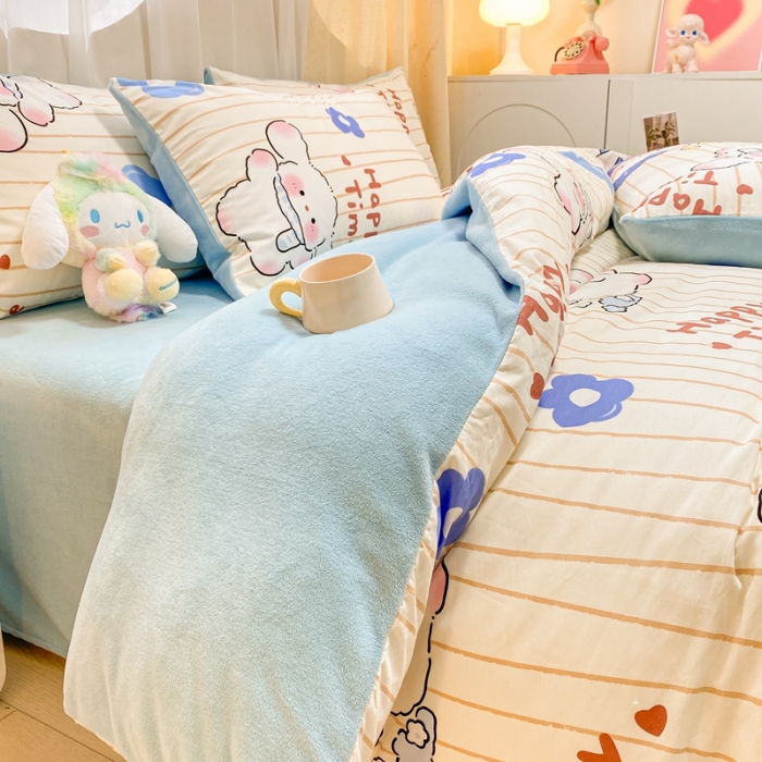 91家纺网 家纺一手货源 找家纺 曼之夏 2023新款棉加绒四件套 嘟嘟狗-棉加绒