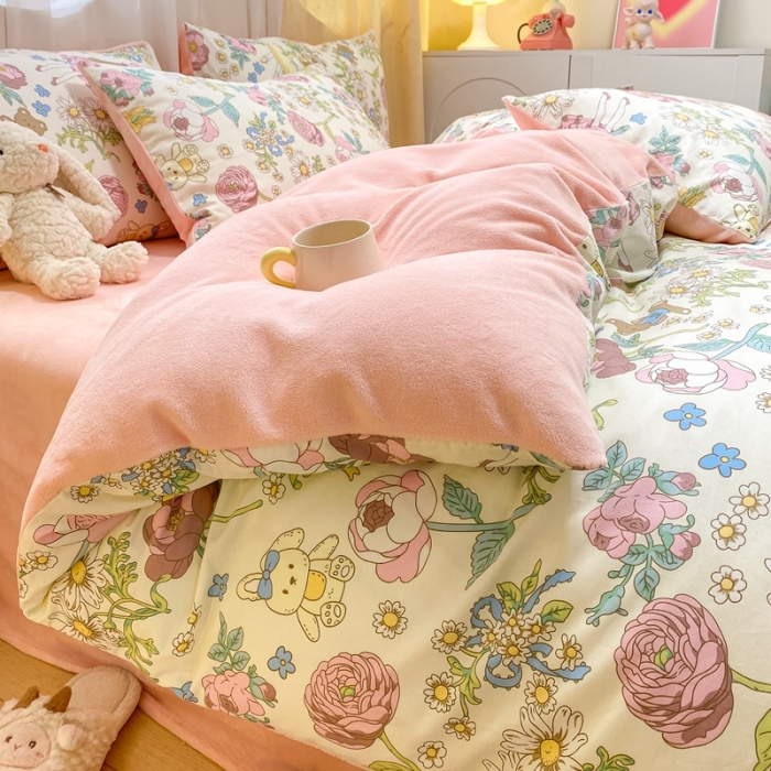 91家纺网 家纺一手货源 找家纺 曼之夏 2023新款棉加绒四件套 秘密花园-棉加绒