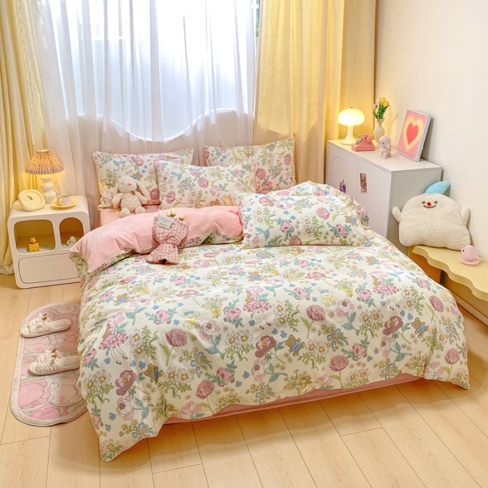 91家纺网 家纺一手货源 找家纺 曼之夏 2023新款棉加绒四件套 秘密花园-棉加绒