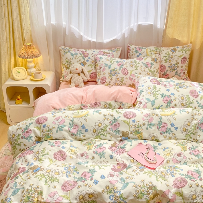 91家纺网 家纺一手货源 找家纺 曼之夏 2023新款棉加绒四件套 秘密花园-棉加绒