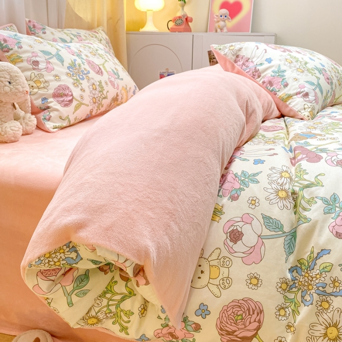 91家纺网 家纺一手货源 找家纺 曼之夏 2023新款棉加绒四件套 秘密花园-棉加绒