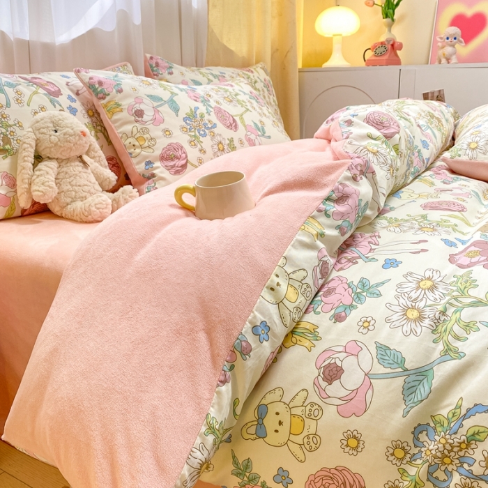 91家纺网 家纺一手货源 找家纺 曼之夏 2023新款棉加绒四件套 秘密花园-棉加绒