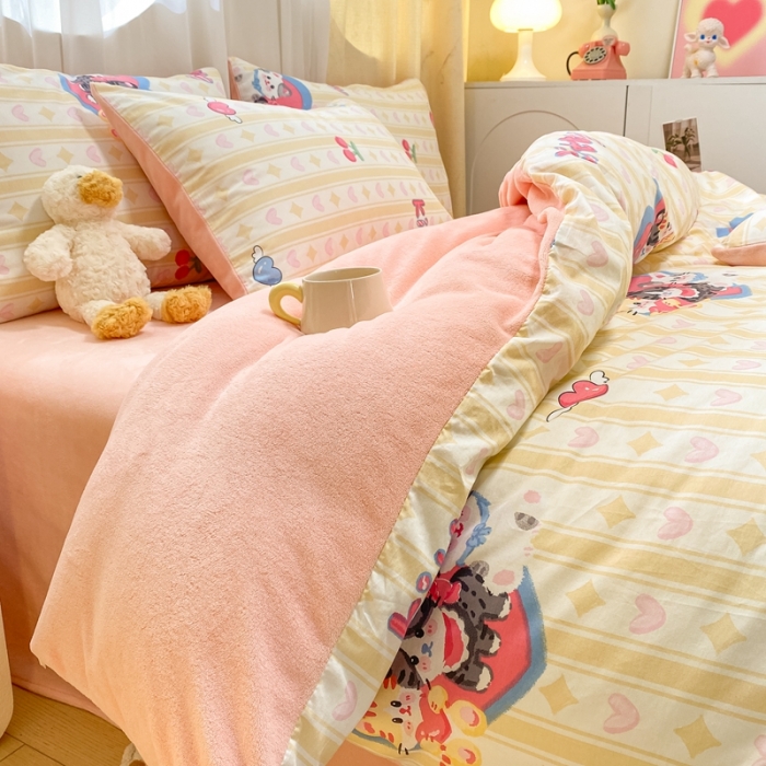 91家纺网 家纺一手货源 找家纺 曼之夏 2023新款棉加绒四件套 喵星人-棉加绒