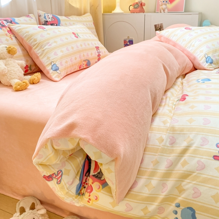 91家纺网 家纺一手货源 找家纺 曼之夏 2023新款棉加绒四件套 喵星人-棉加绒