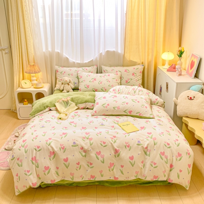 91家纺网 家纺一手货源 找家纺 曼之夏 2023新款棉加绒四件套 兔小姐-棉加绒