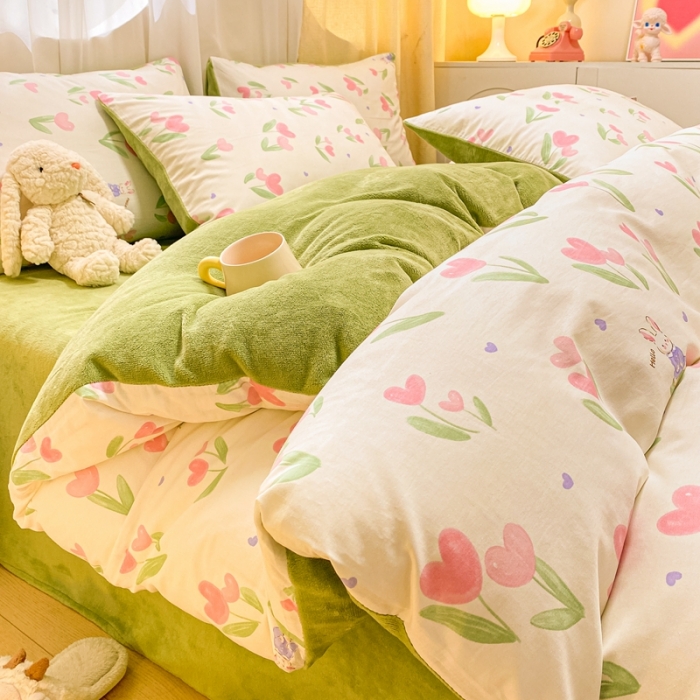 91家纺网 家纺一手货源 找家纺 曼之夏 2023新款棉加绒四件套 兔小姐-棉加绒