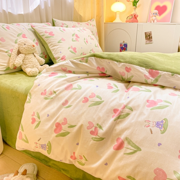 91家纺网 家纺一手货源 找家纺 曼之夏 2023新款棉加绒四件套 兔小姐-棉加绒