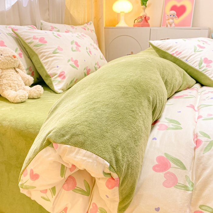 91家纺网 家纺一手货源 找家纺 曼之夏 2023新款棉加绒四件套 兔小姐-棉加绒