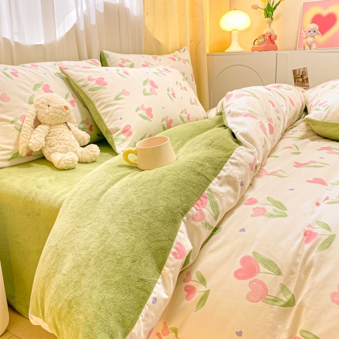 91家纺网 家纺一手货源 找家纺 曼之夏 2023新款棉加绒四件套 兔小姐-棉加绒