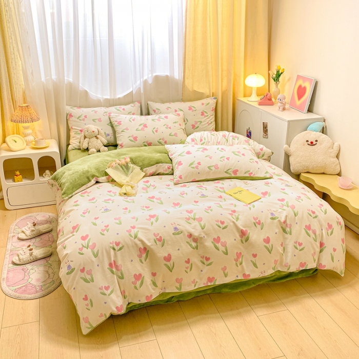 91家纺网 家纺一手货源 找家纺 曼之夏 2023新款棉加绒四件套 兔小姐-棉加绒