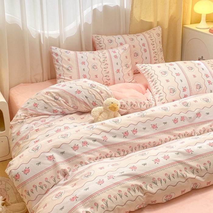 91家纺网 家纺一手货源 找家纺 曼之夏 2023新款棉加绒四件套 温柔花梦-棉加绒