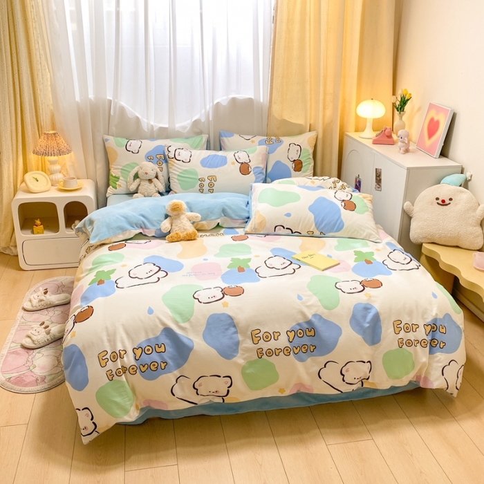 91家纺网 家纺一手货源 找家纺 曼之夏 2023新款棉加绒四件套 小可爱-棉加绒