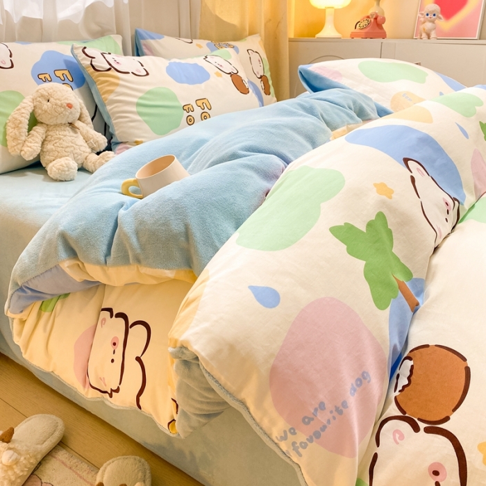 91家纺网 家纺一手货源 找家纺 曼之夏 2023新款棉加绒四件套 小可爱-棉加绒