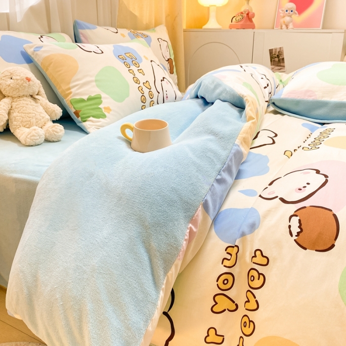 91家纺网 家纺一手货源 找家纺 曼之夏 2023新款棉加绒四件套 小可爱-棉加绒